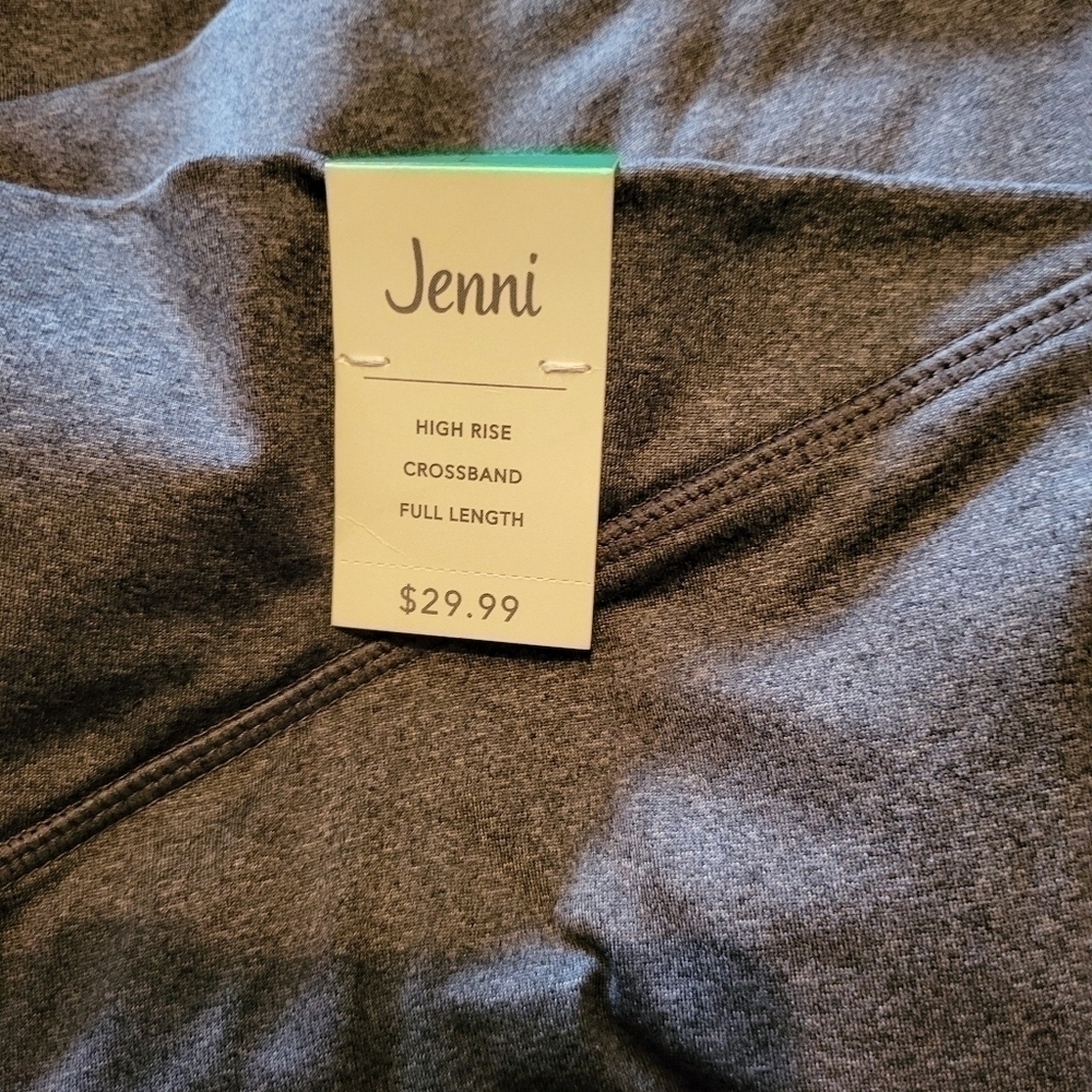 Leggings Full Length High Rise Crossband Harbor Grey Size L JENNI $29 - NWT - Picture 3 of 4
